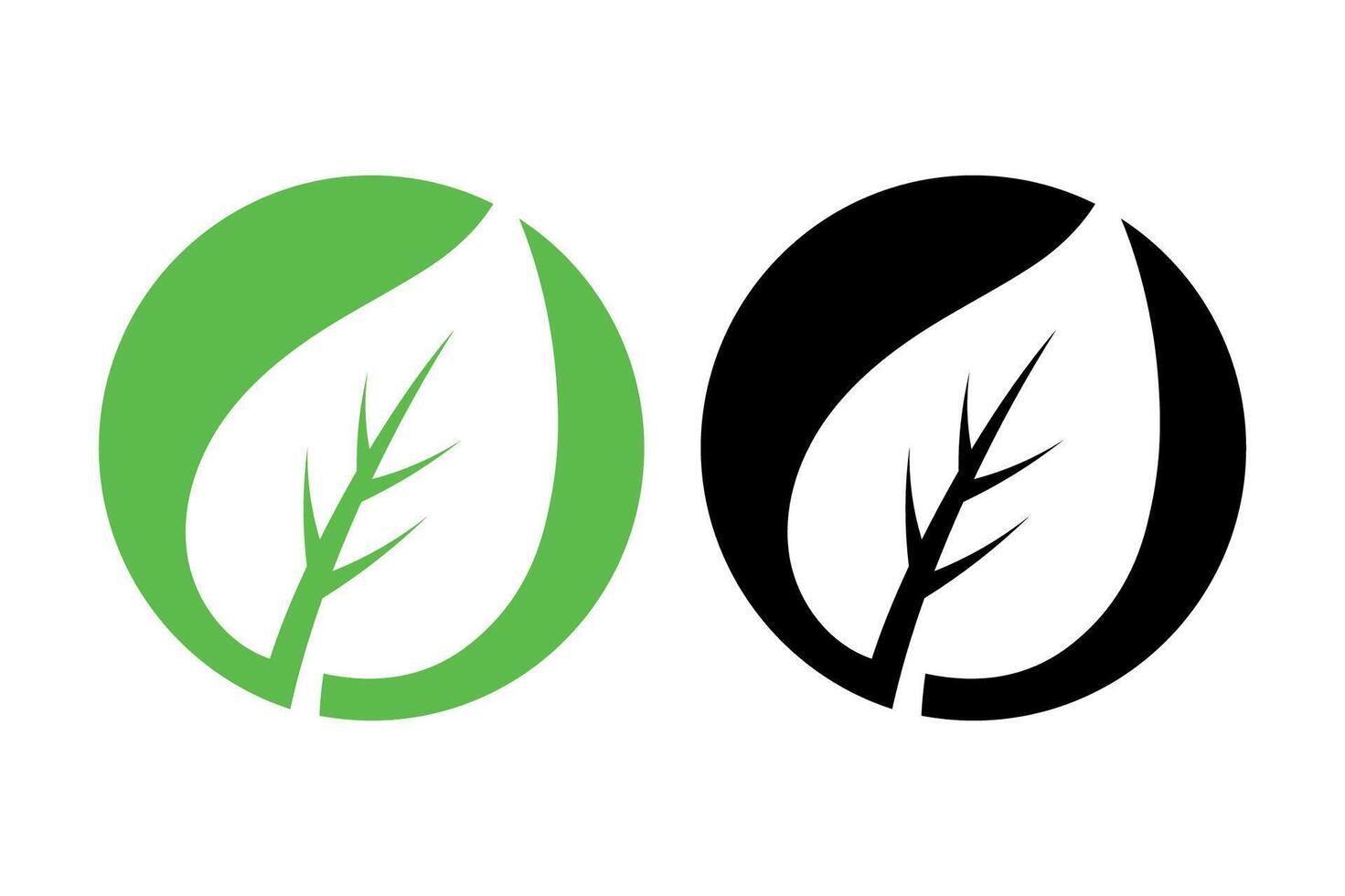 Two Leaf Circles Green And Black vector