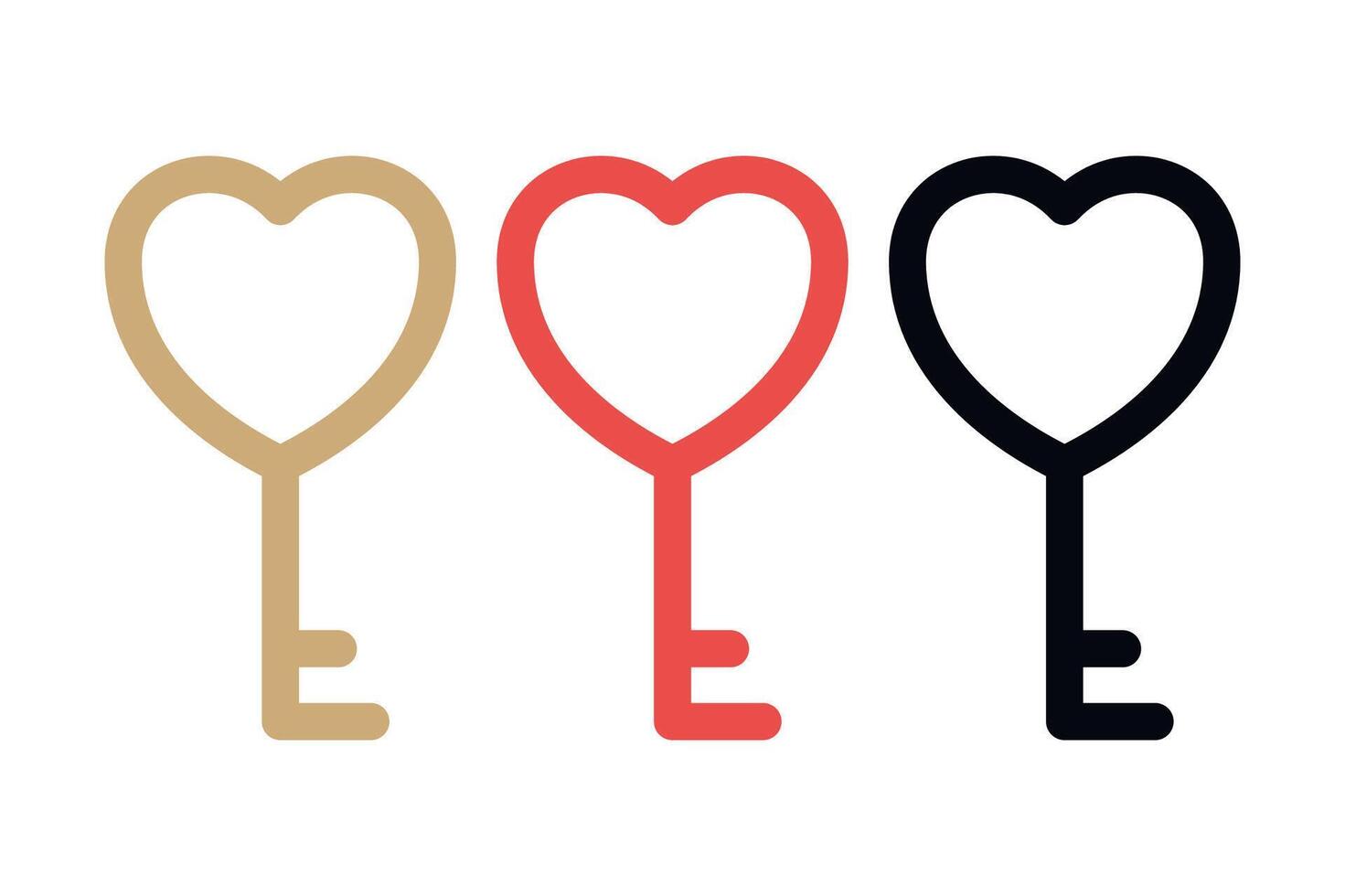 Heart Key Gold Red Black vector