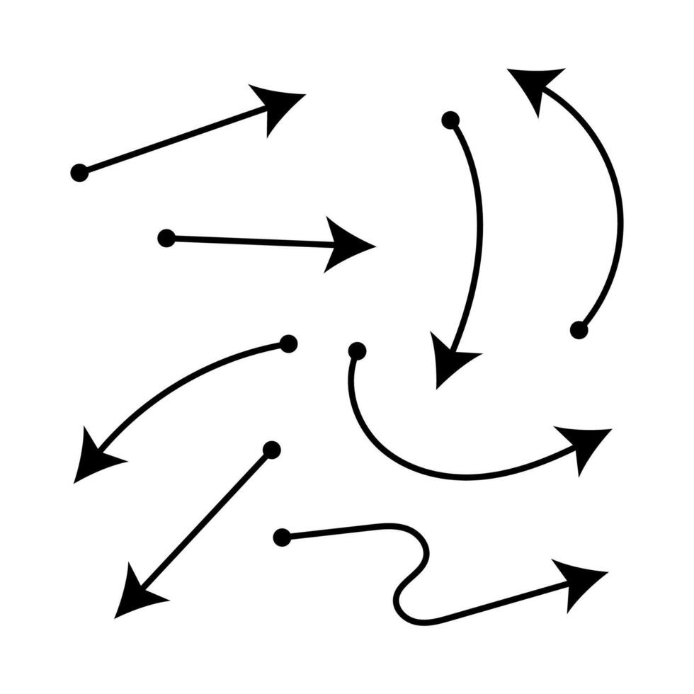 Black Arrows With Dots Set vector