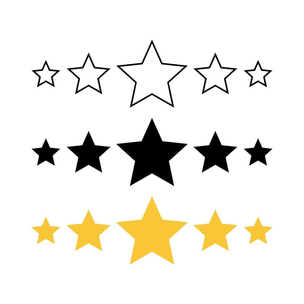 Five Stars Set Multiple Styles vector