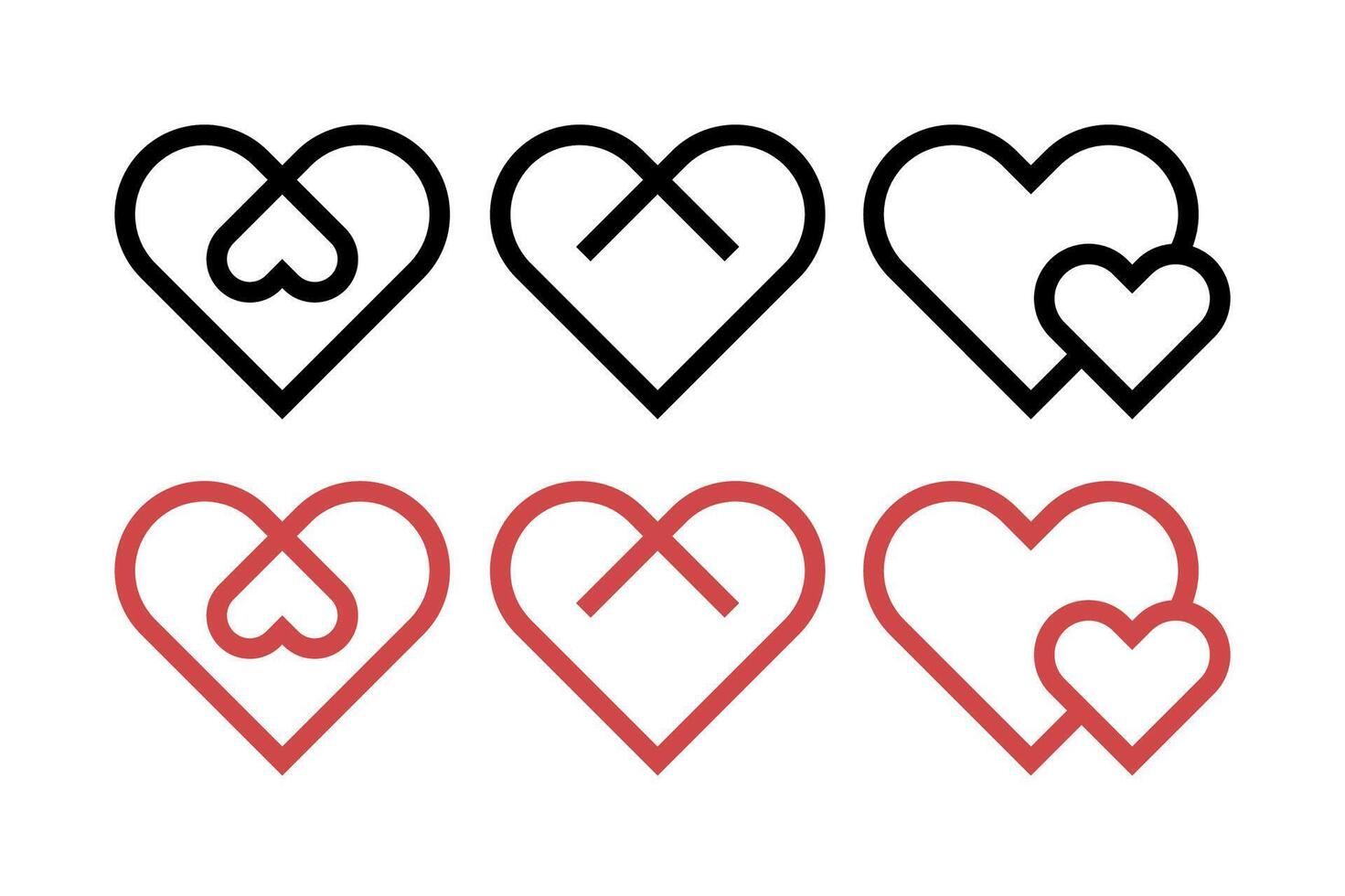 Abstract Line Style Hearts Black And Red vector