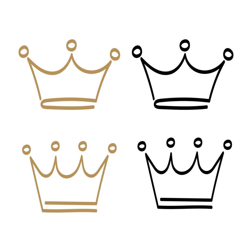 Doodle Style Crowns Set vector
