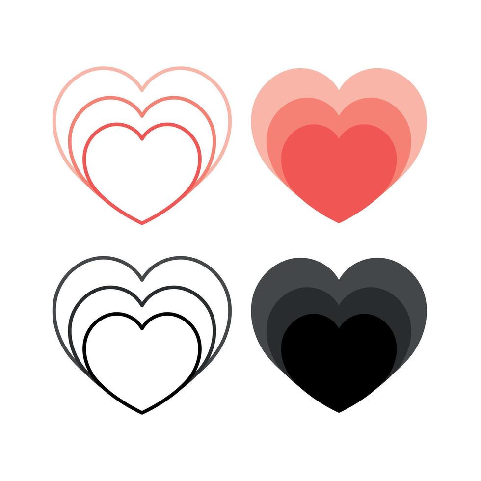 Heartbeat Dark To Light Different Styles Set vector