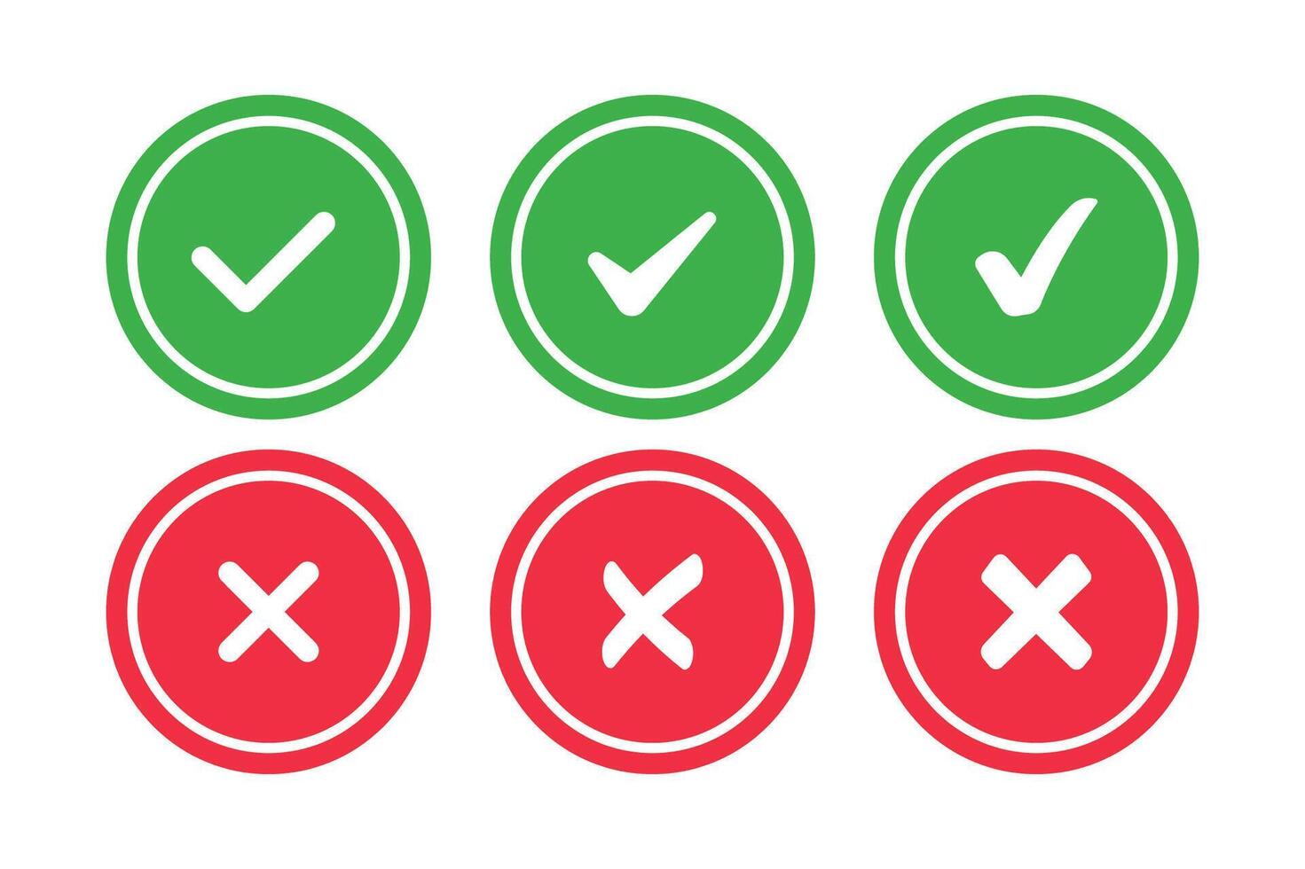 Check And Cross Set Double Circles vector
