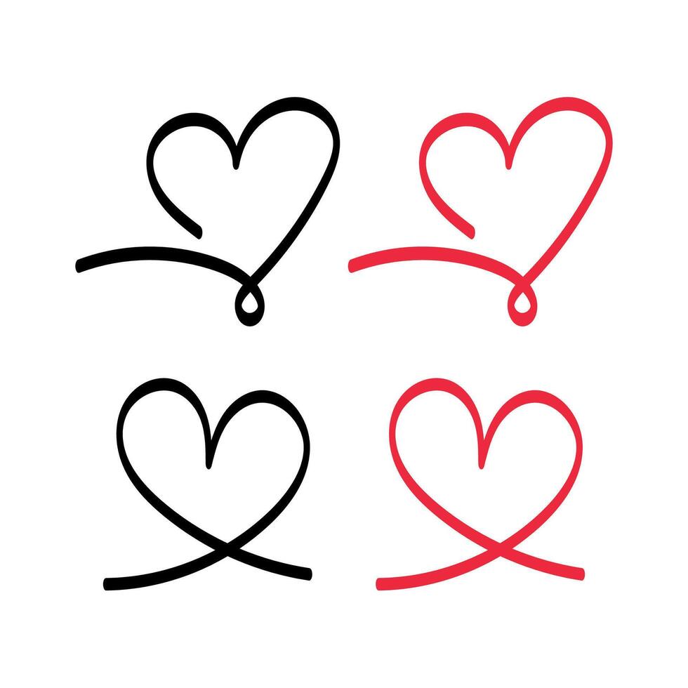 Doodle Style Hearts Set vector