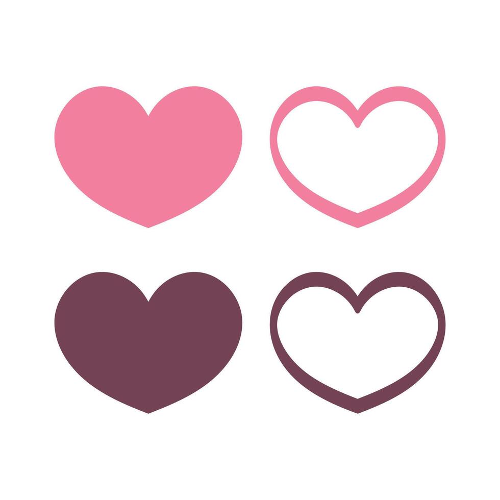Hearts Pink Set Of Four vector