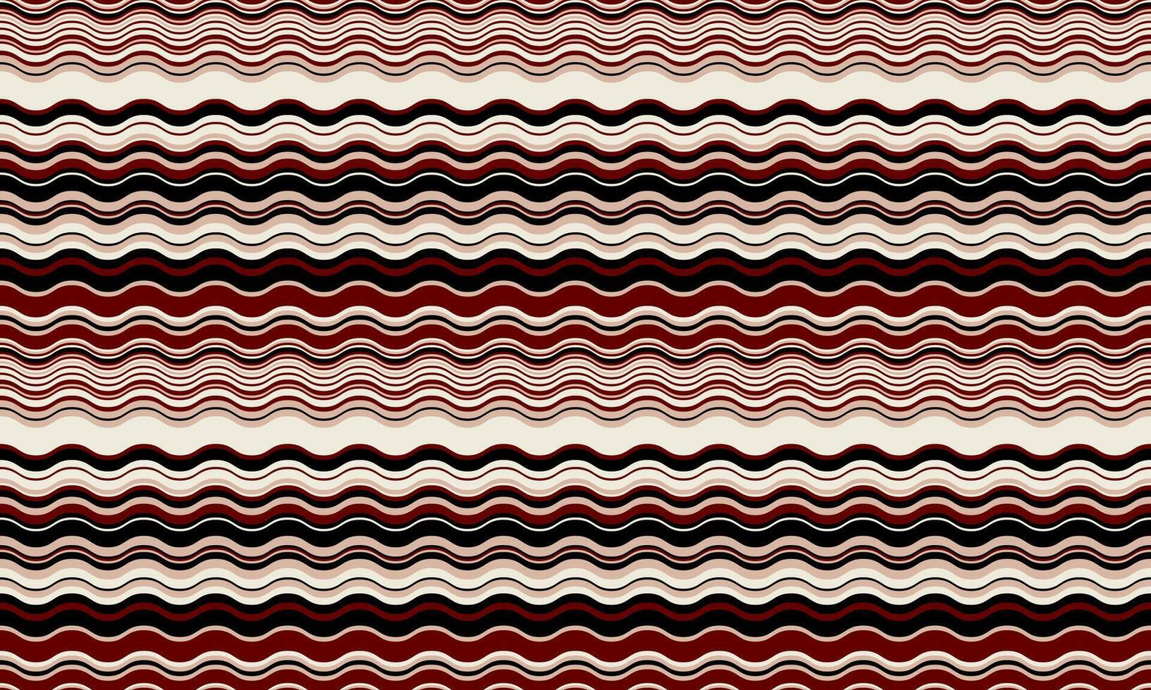 Abstract wavy stripes in burgundy, cream, and black create a dynamic, seamless pattern. Perfect for backgrounds, textiles, or website designs, this image offers a sophisticated, modern aesthetic. vector