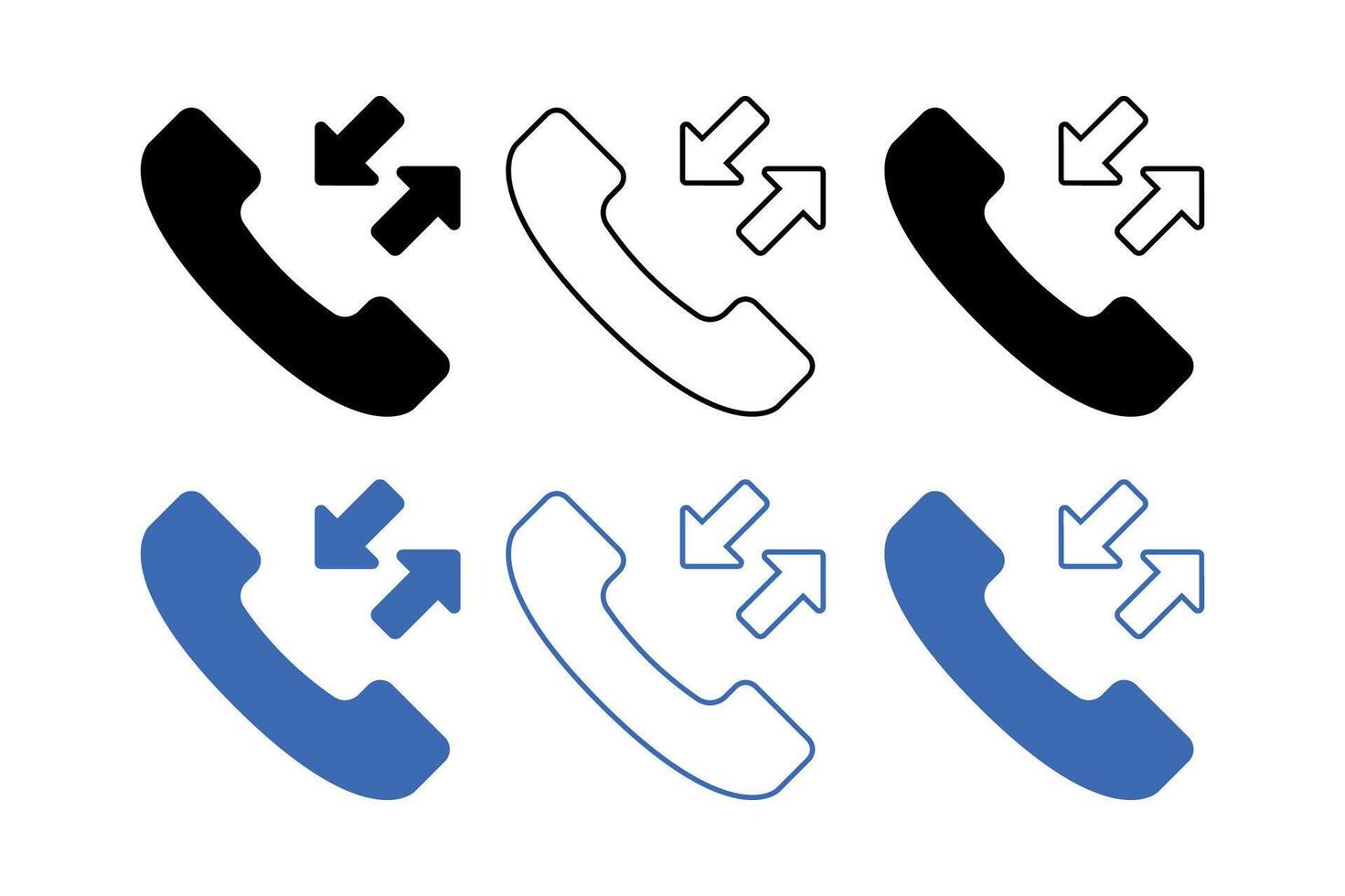 Phone Call Symbol Set In Black And Blue vector