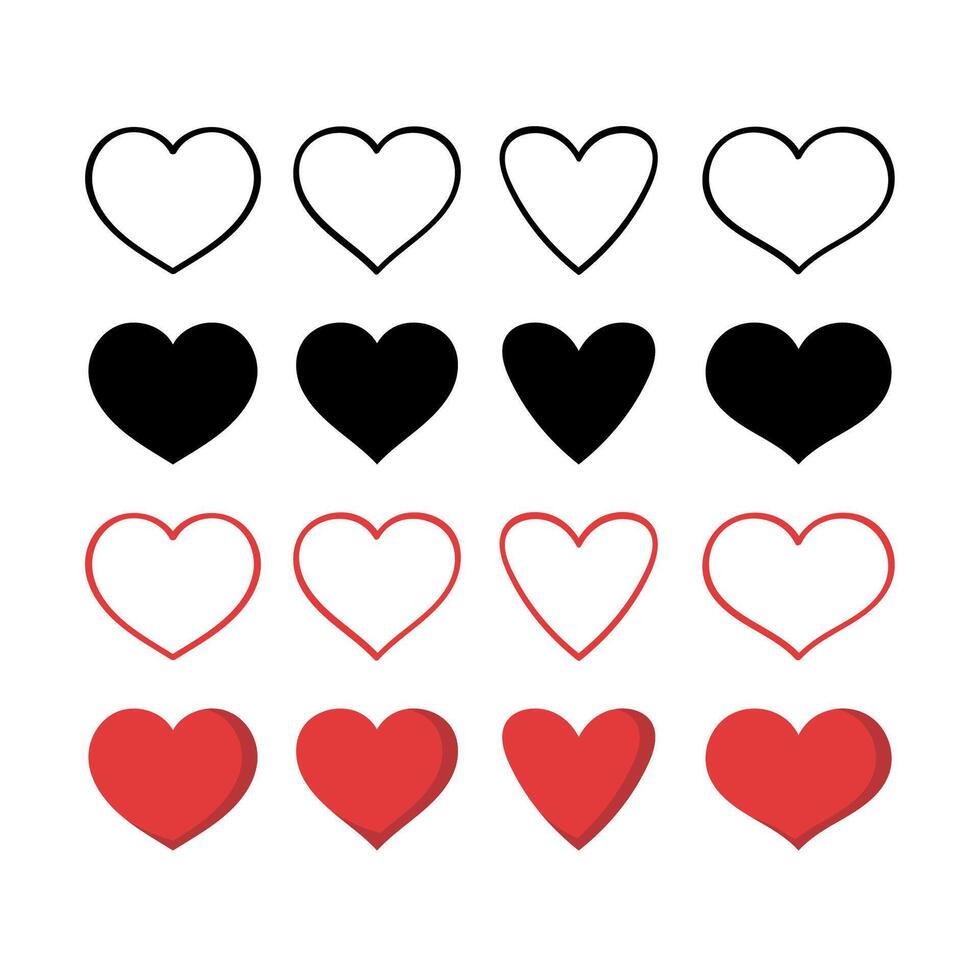 Hearts Set Red And Black vector