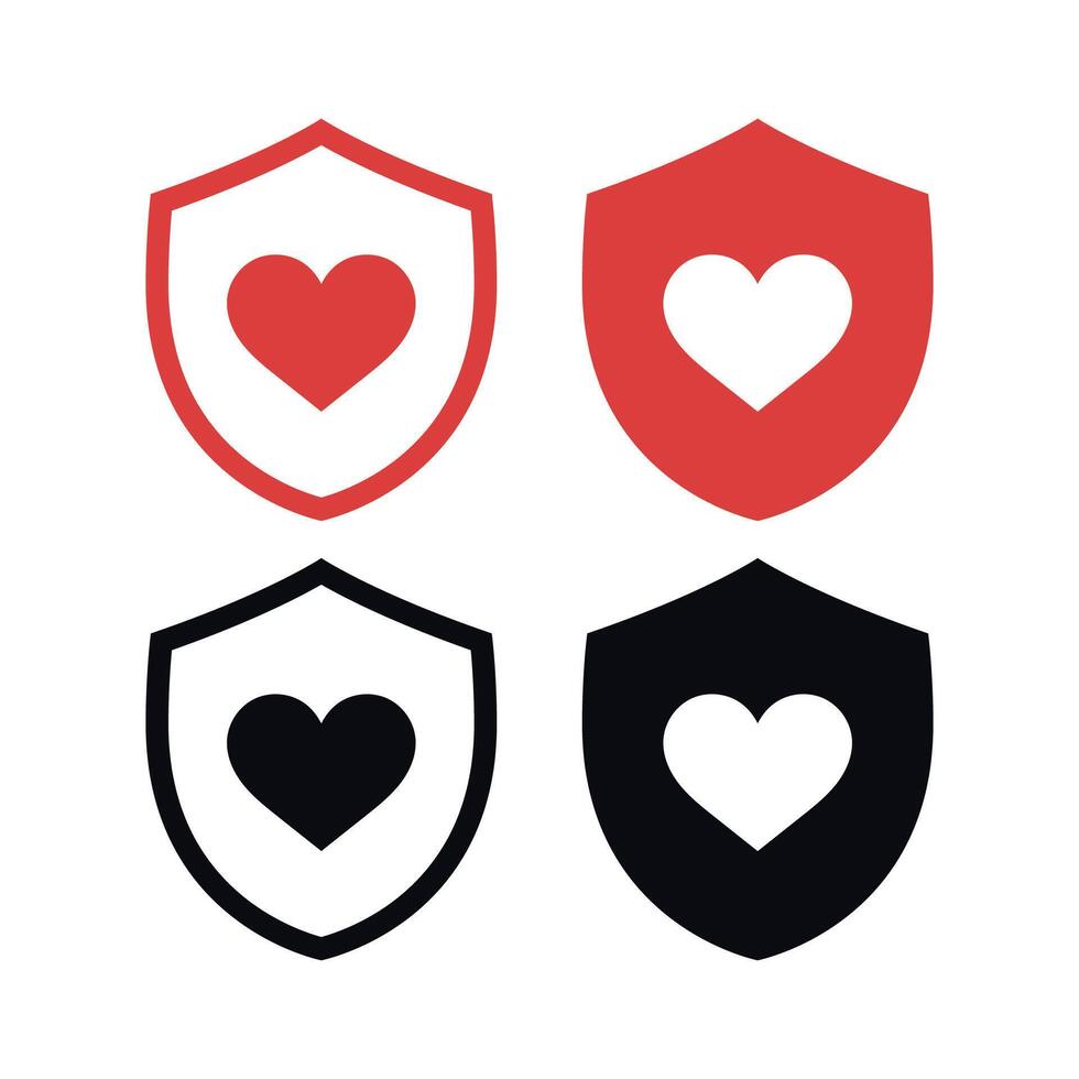Heart Shields Red And Black vector