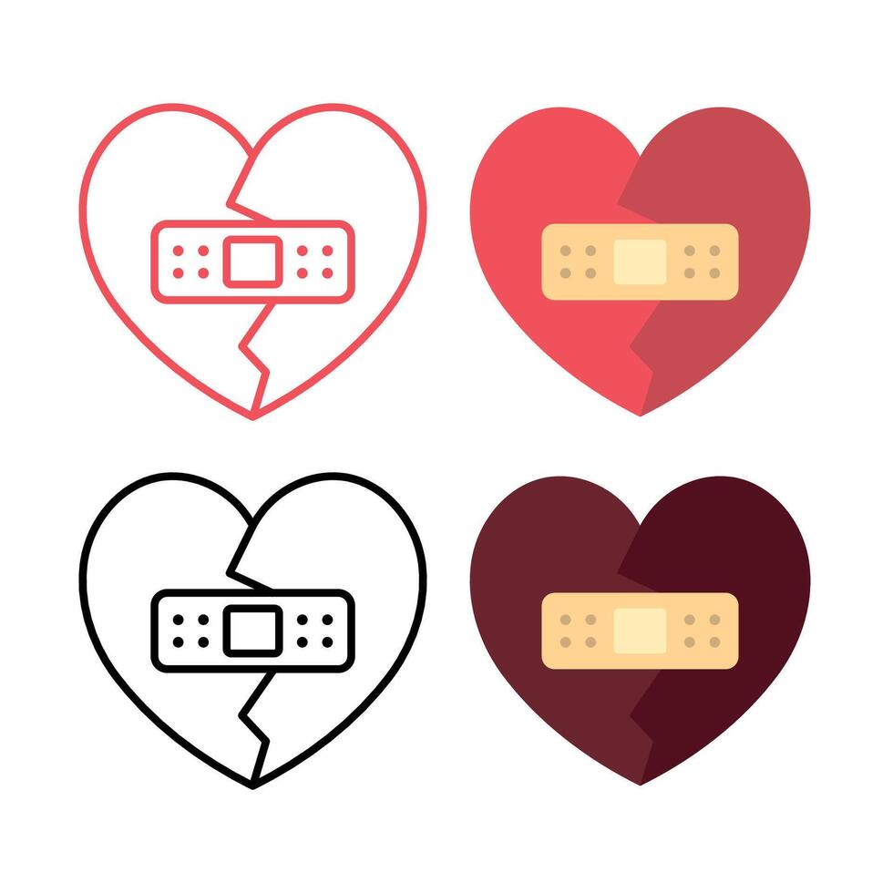 Broken Hearts With Plaster Set vector