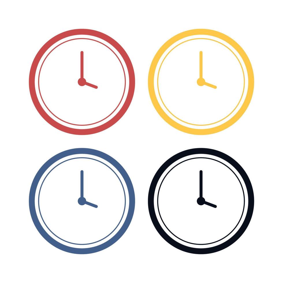 Clock Flat Multiple Colours Set vector