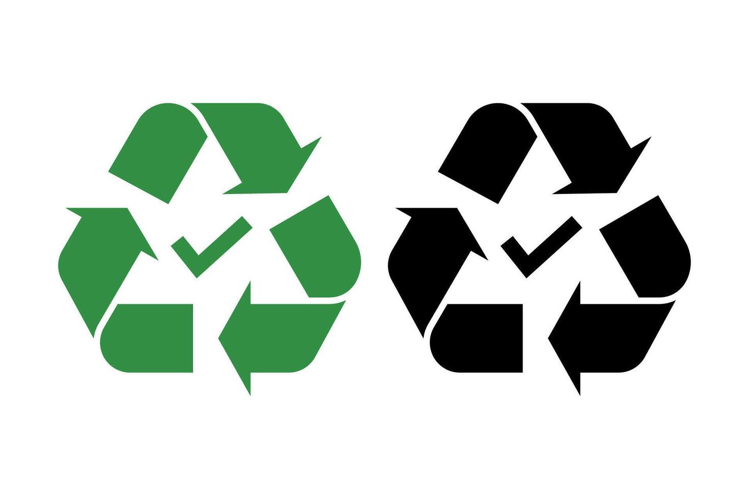 Recycle Sign With Check Mark Green And Black vector