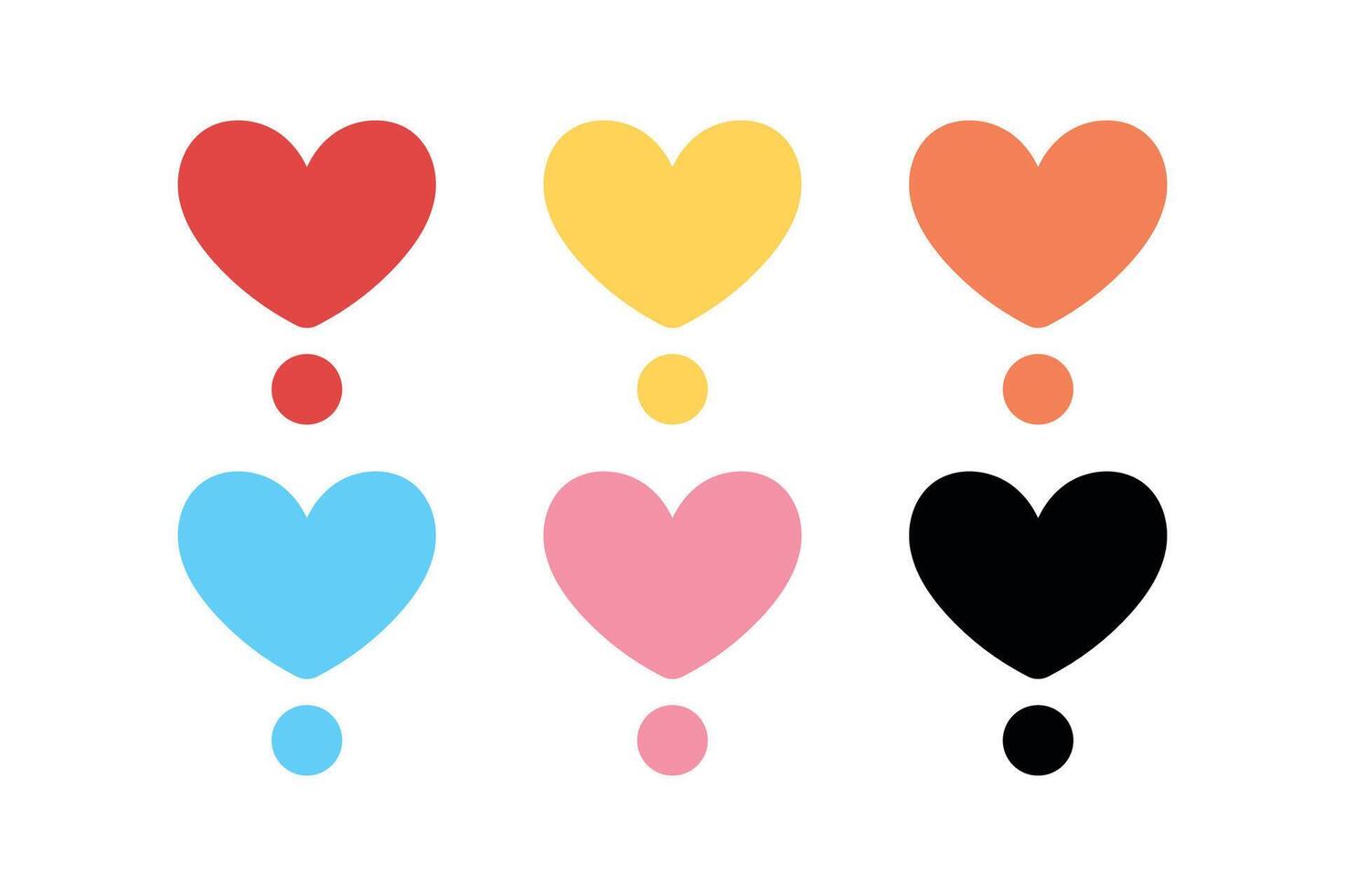 Heart With Circle Set Multiple Colours vector