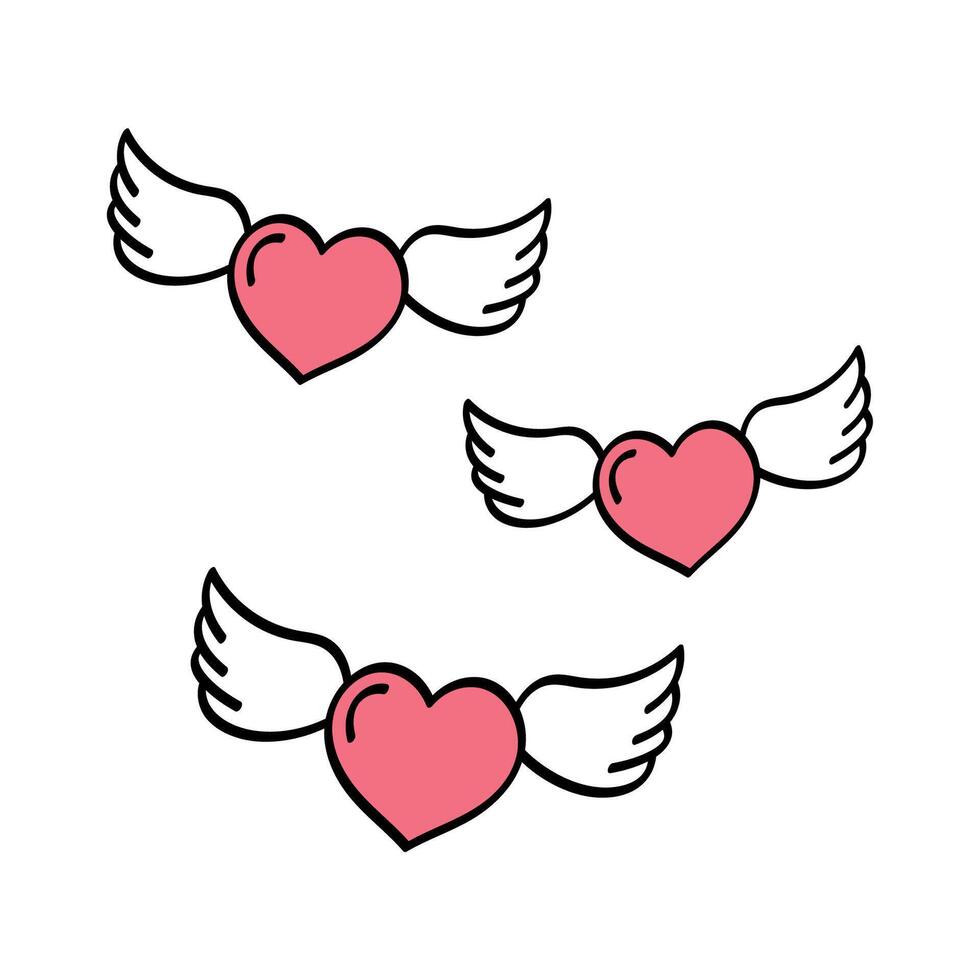 Three Flying Hearts vector