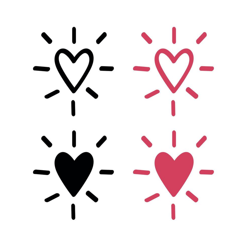 Doodle Hearts Explosions Set vector