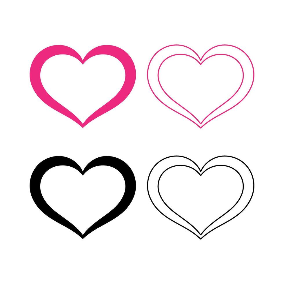 Doodle Style Heart Set Of Four vector