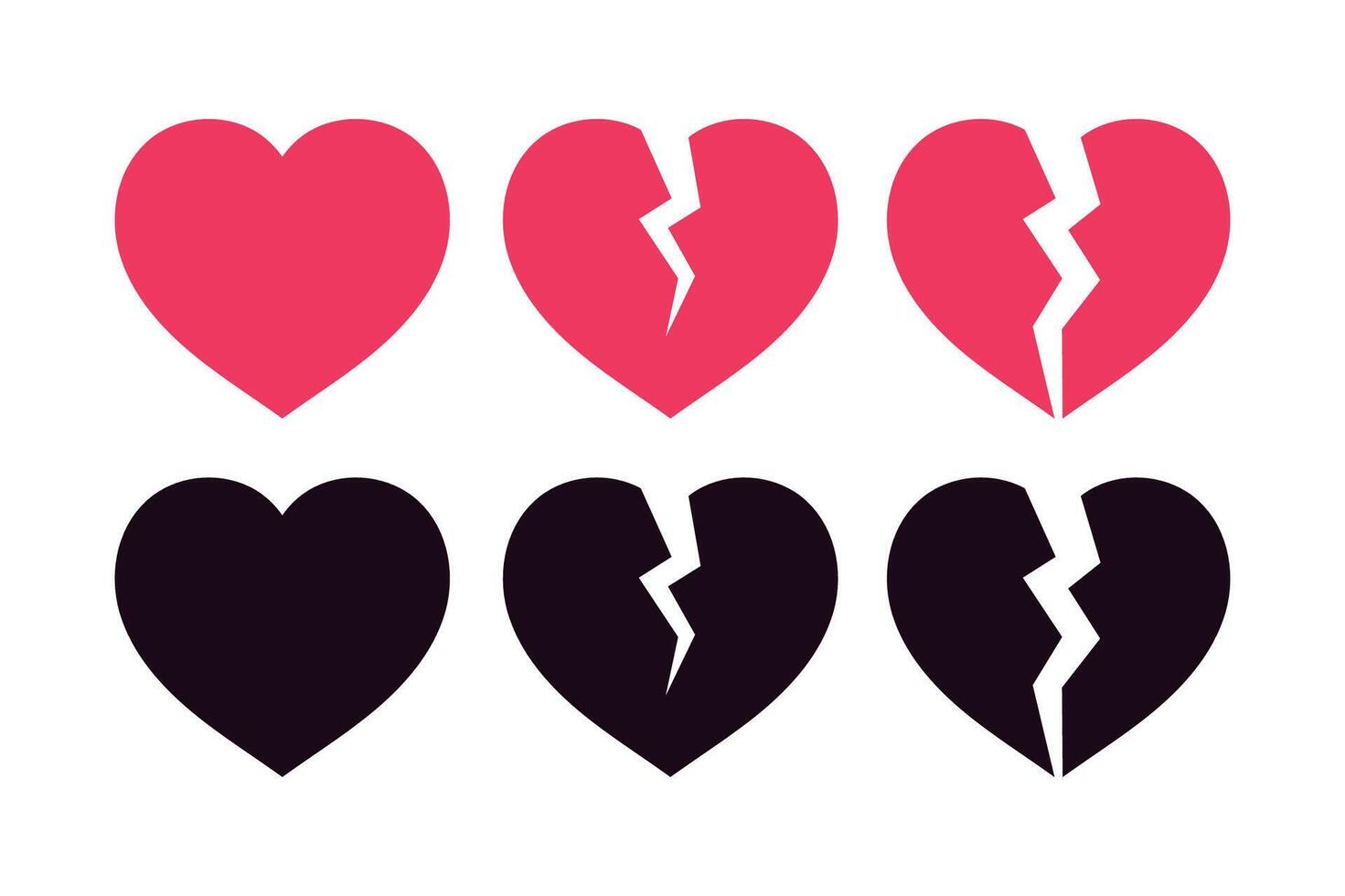Heart And Broken Hearts Set vector