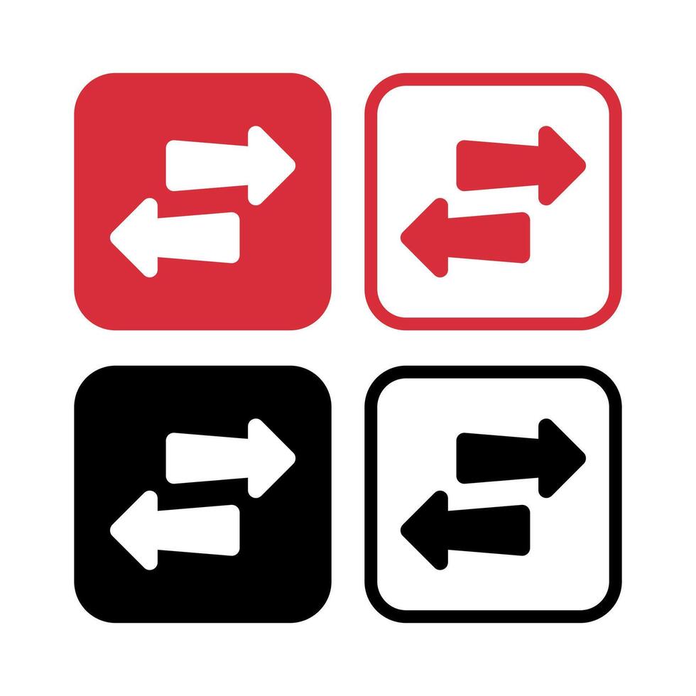 Two Way Arrows Square Buttons Set vector