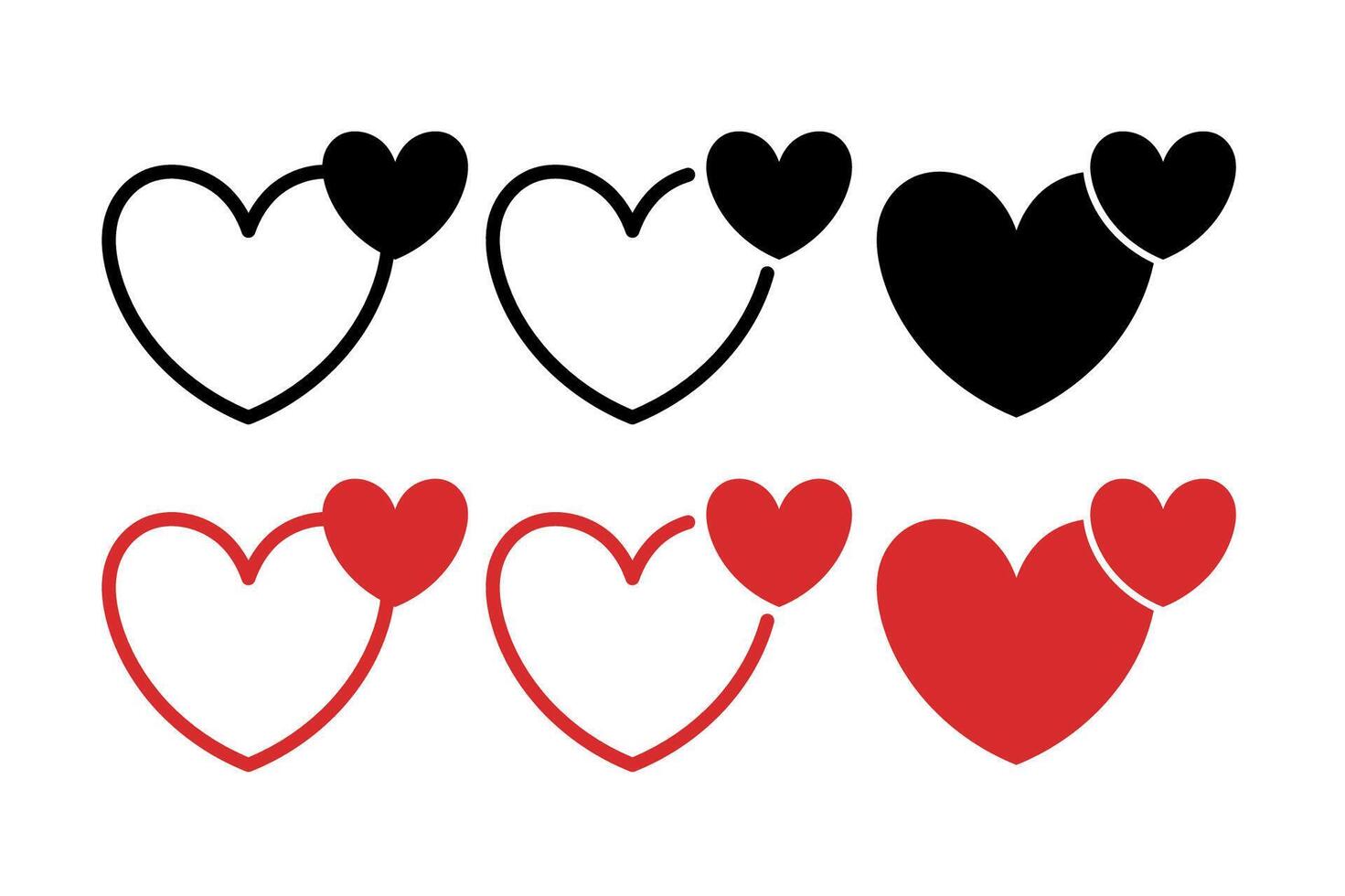 Double Hearts Multiple Styles Set vector