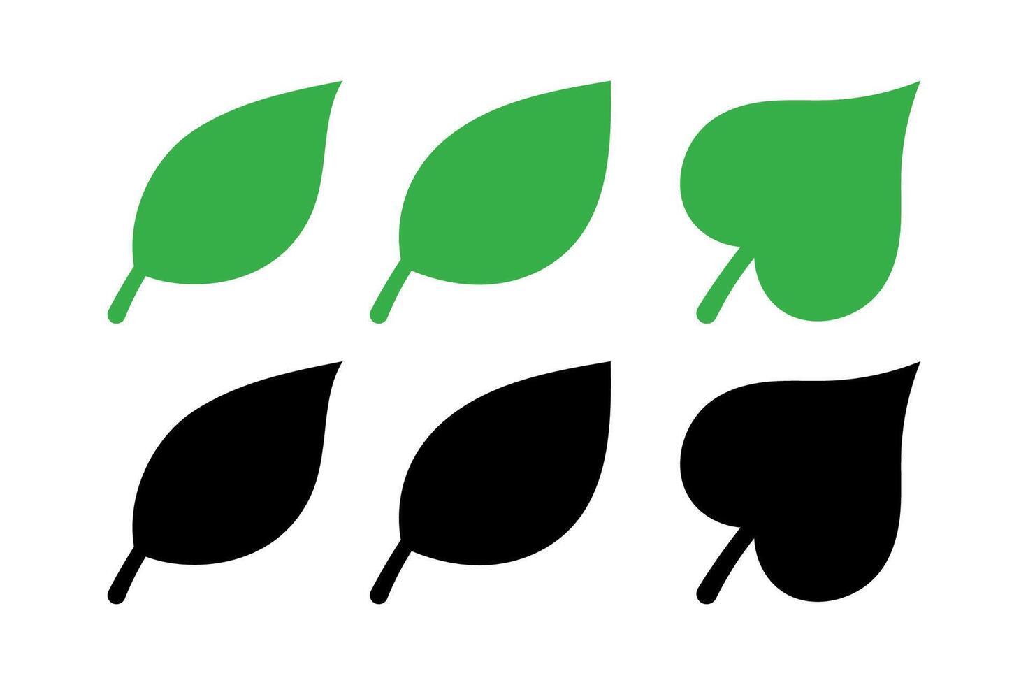 Simple Leaf Set Black And Green vector