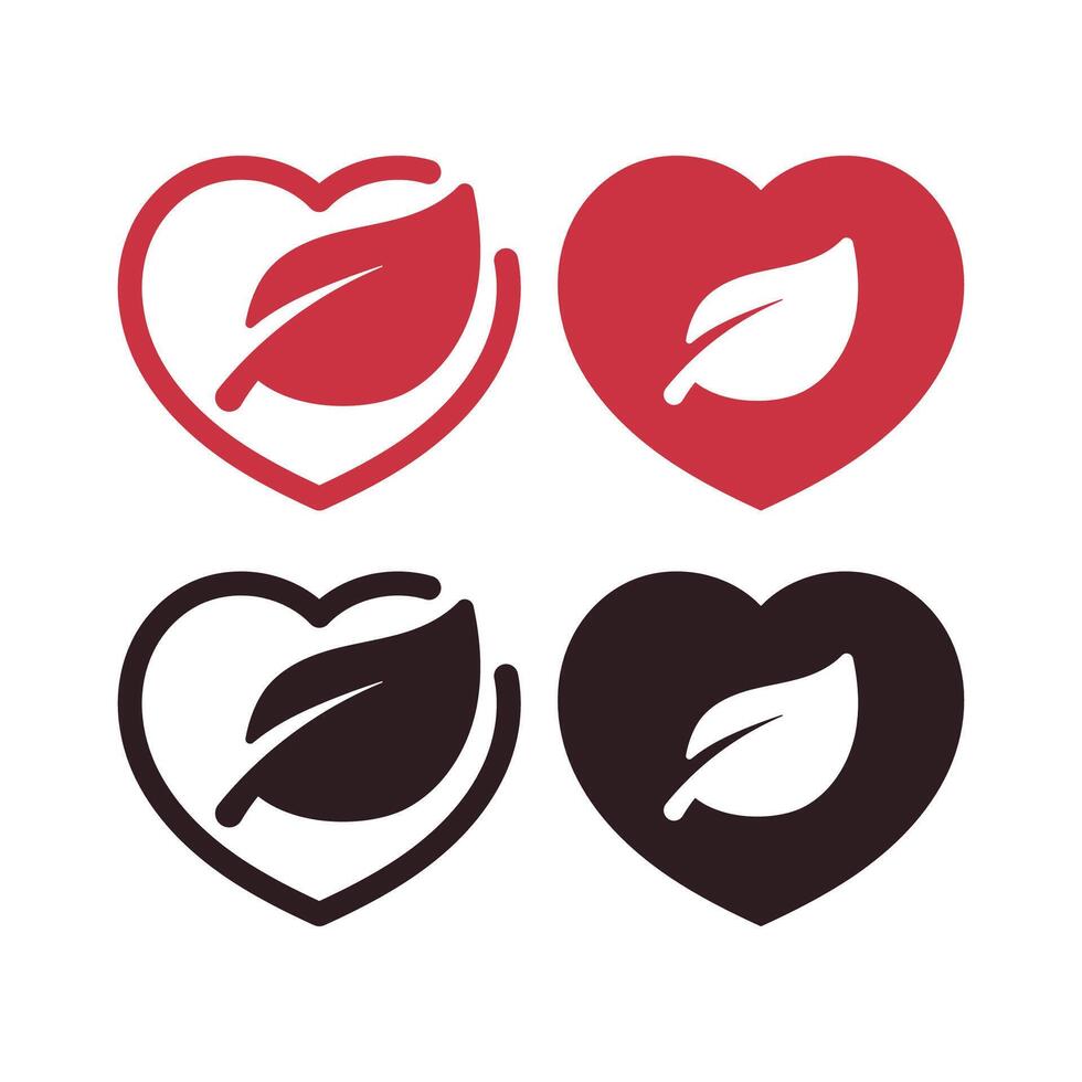 Heart With Leaf Set vector