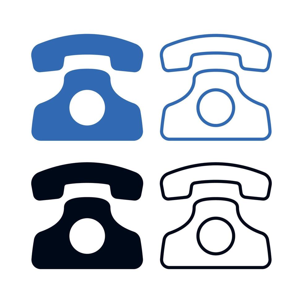 Landline Phones Flat And Outline Set vector