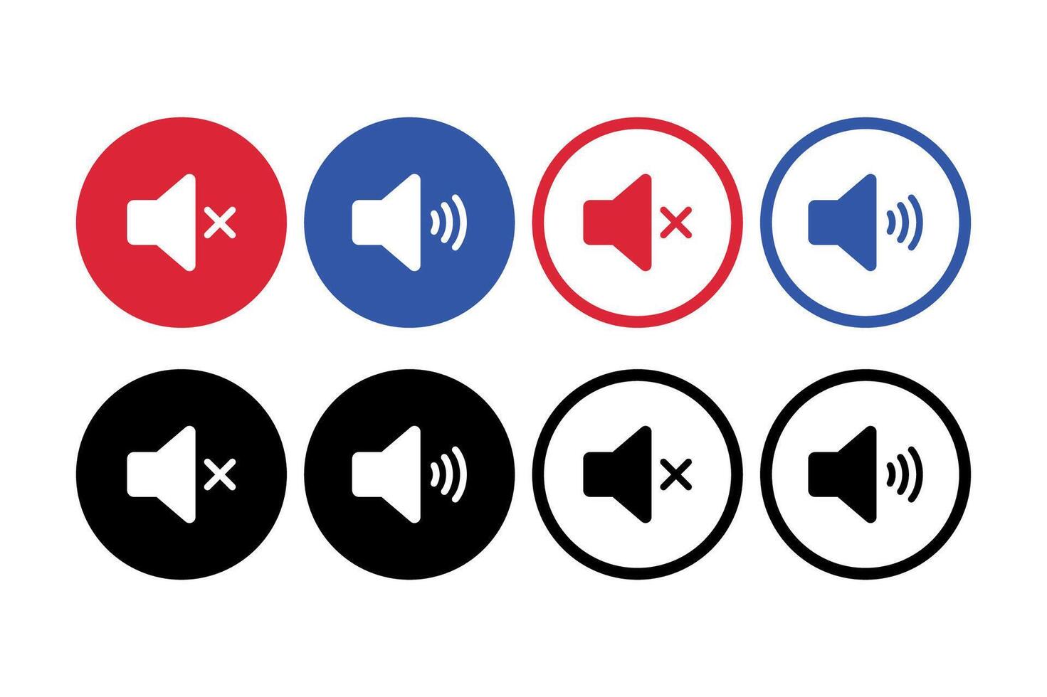 Mute And Unmute Circles Set vector