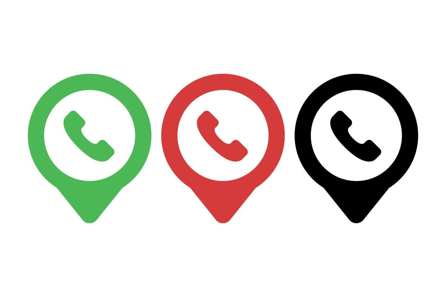 Location Pin Phone Call Set Of Three vector