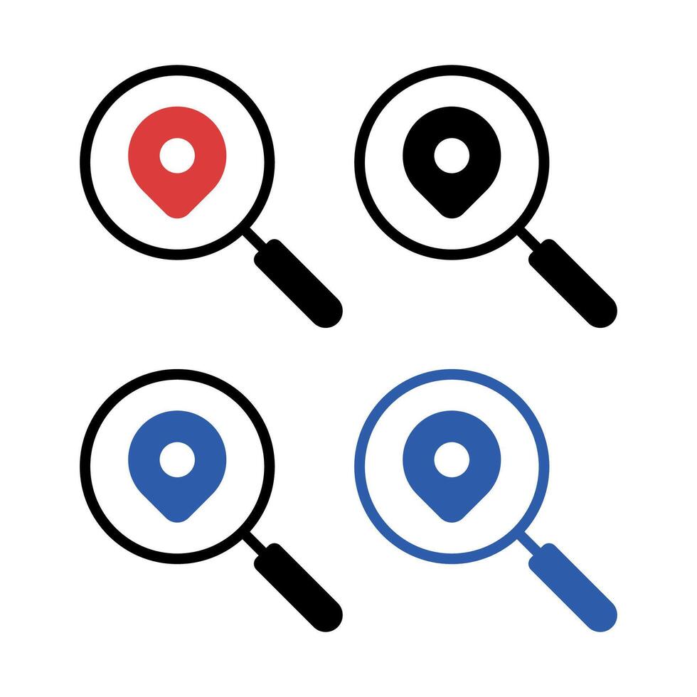 Magnifying Glasses With Location Pins vector