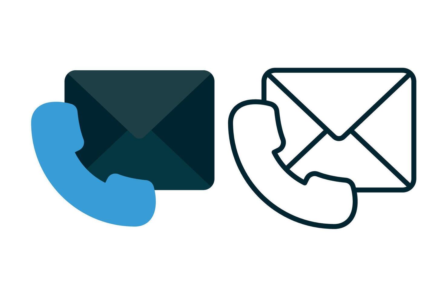 Mail And Phone Outline And Flat vector