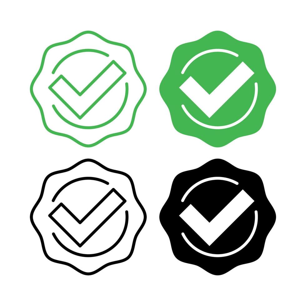 Check Mark Approval Stickers Set Of Four vector