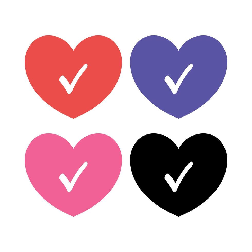 Hearts Check Marks Set Of Four vector