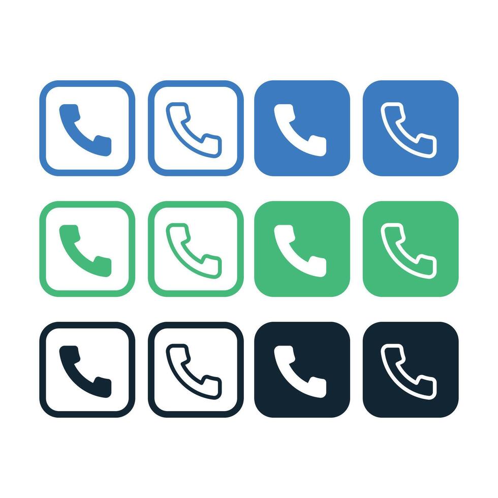 Phone Call Contact Squares Set vector