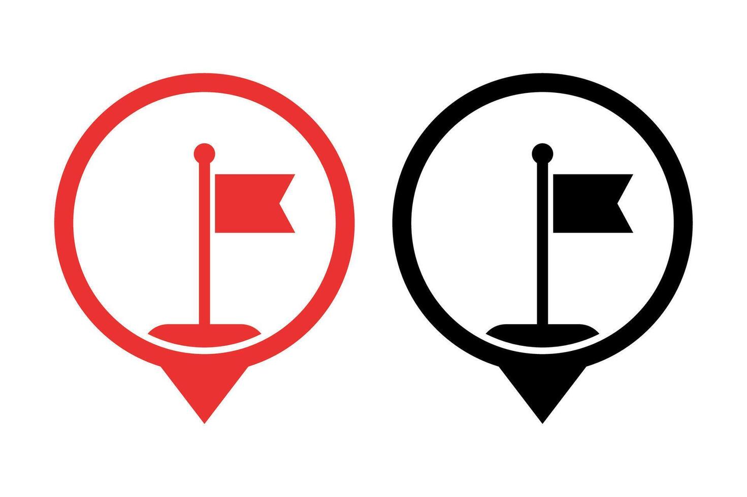 Loction Pin With Flag Set Of Two vector