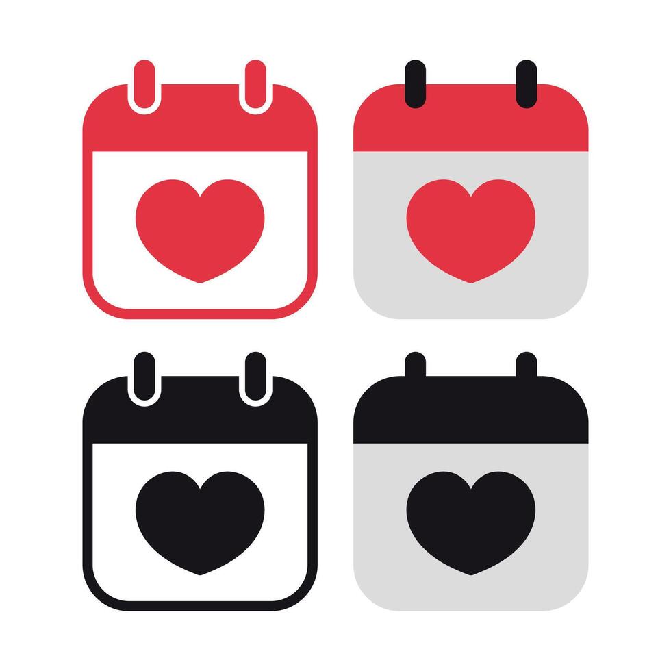 Calendar With Heart Set Of Four vector