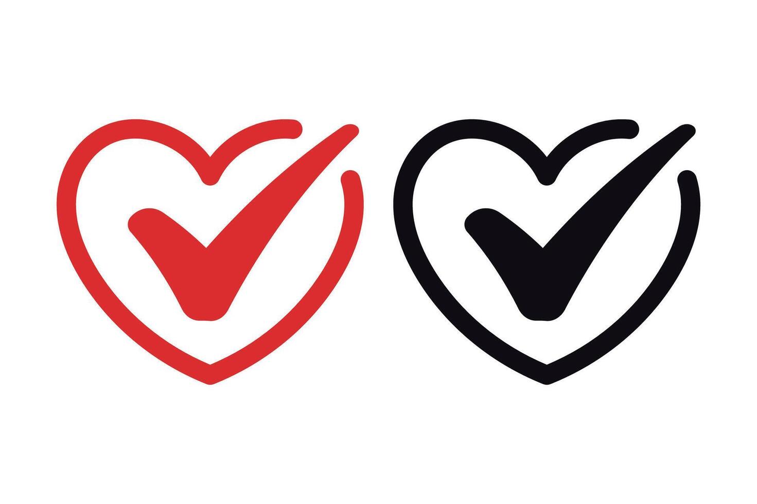 Check Mark Outline Heart Set Of Two vector