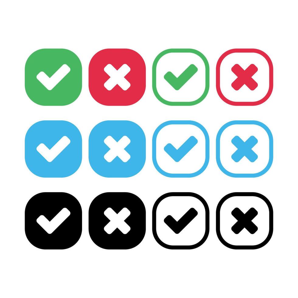 Check And Cross Rounded Style Set vector