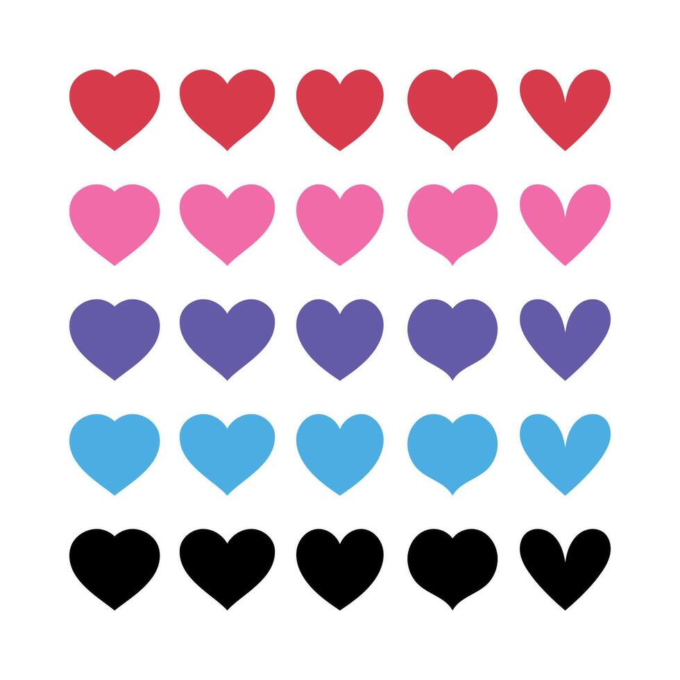 Hearts Multiple Colours Set vector