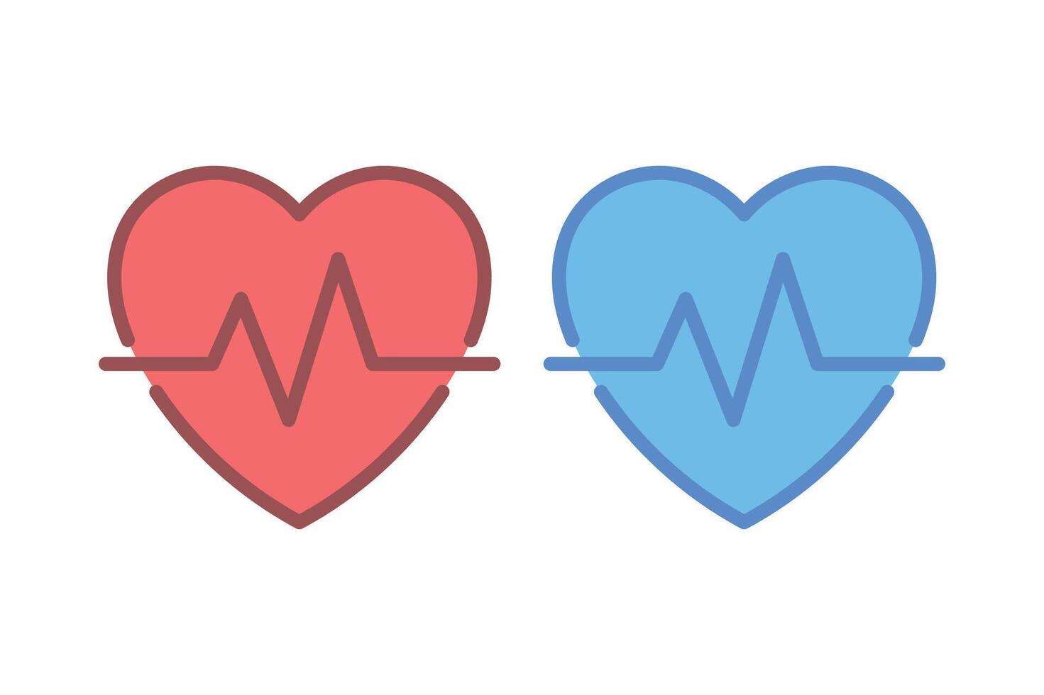 Heart With Heartbeat Blue And Red vector