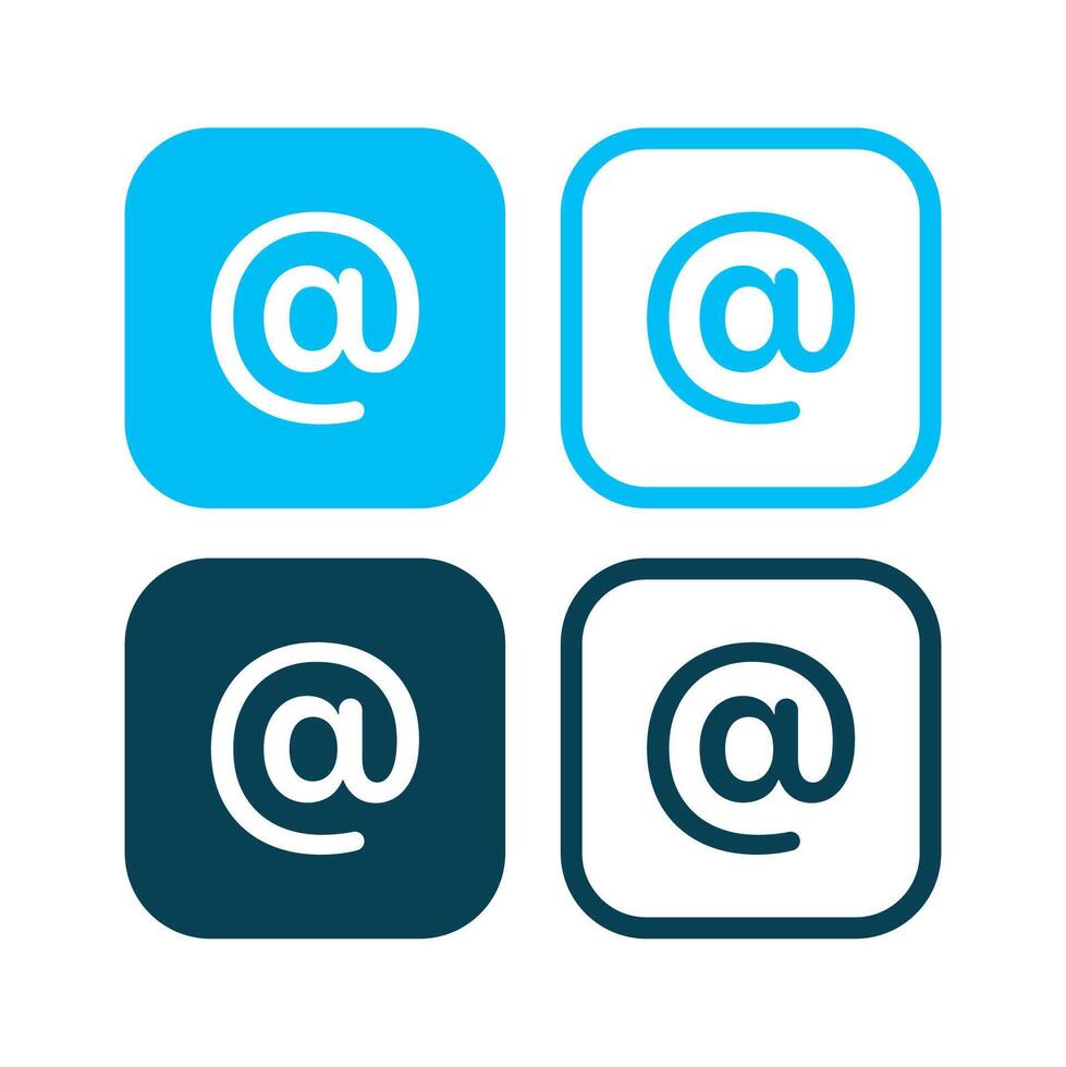 Mail At Sign Squares Set Of Four vector