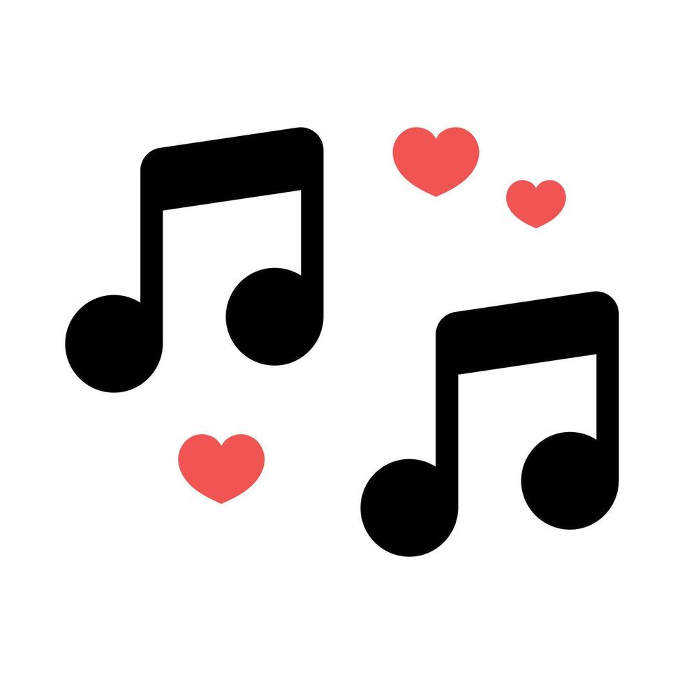 Hearts With Music Notes vector
