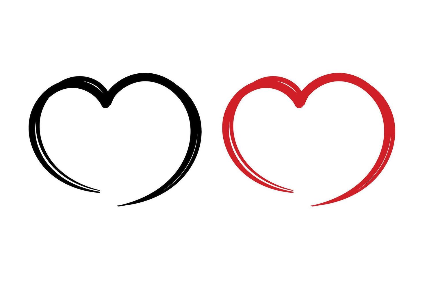 Doodle Style Heart Black And Red vector