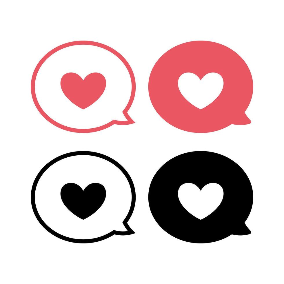 Hearts Round Message Bubbles Set vector