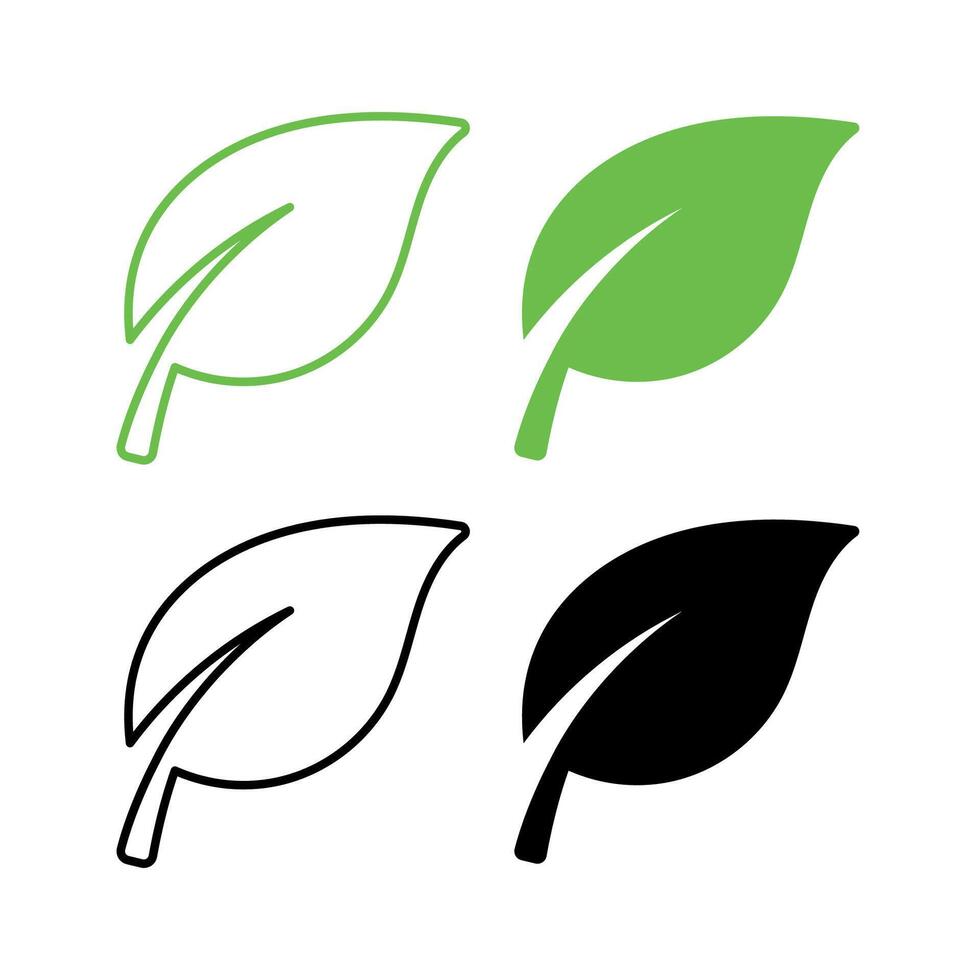 Simple Leaf Set Of Four Outline And Flat vector