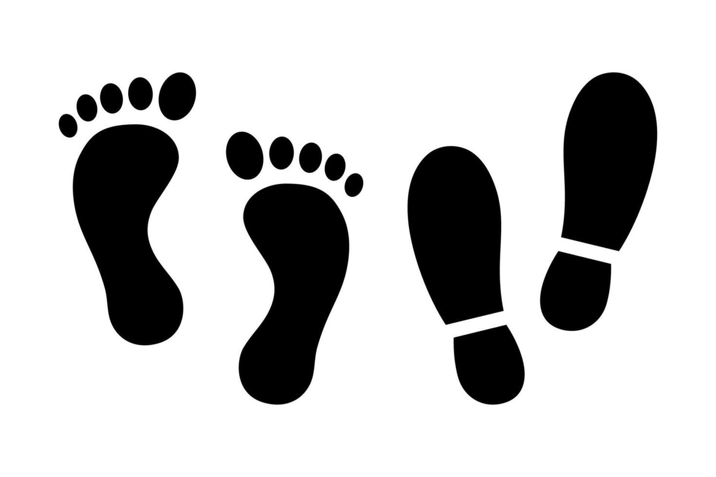 Shoe And Footprints Set vector