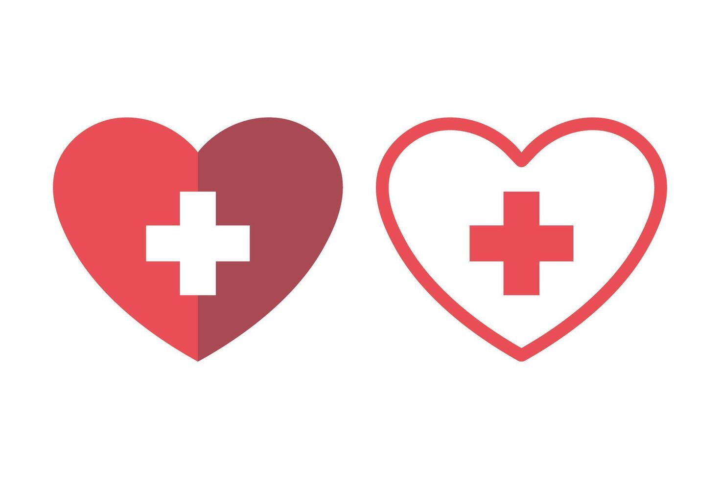 Heart With Plus Sign Set Of Two vector