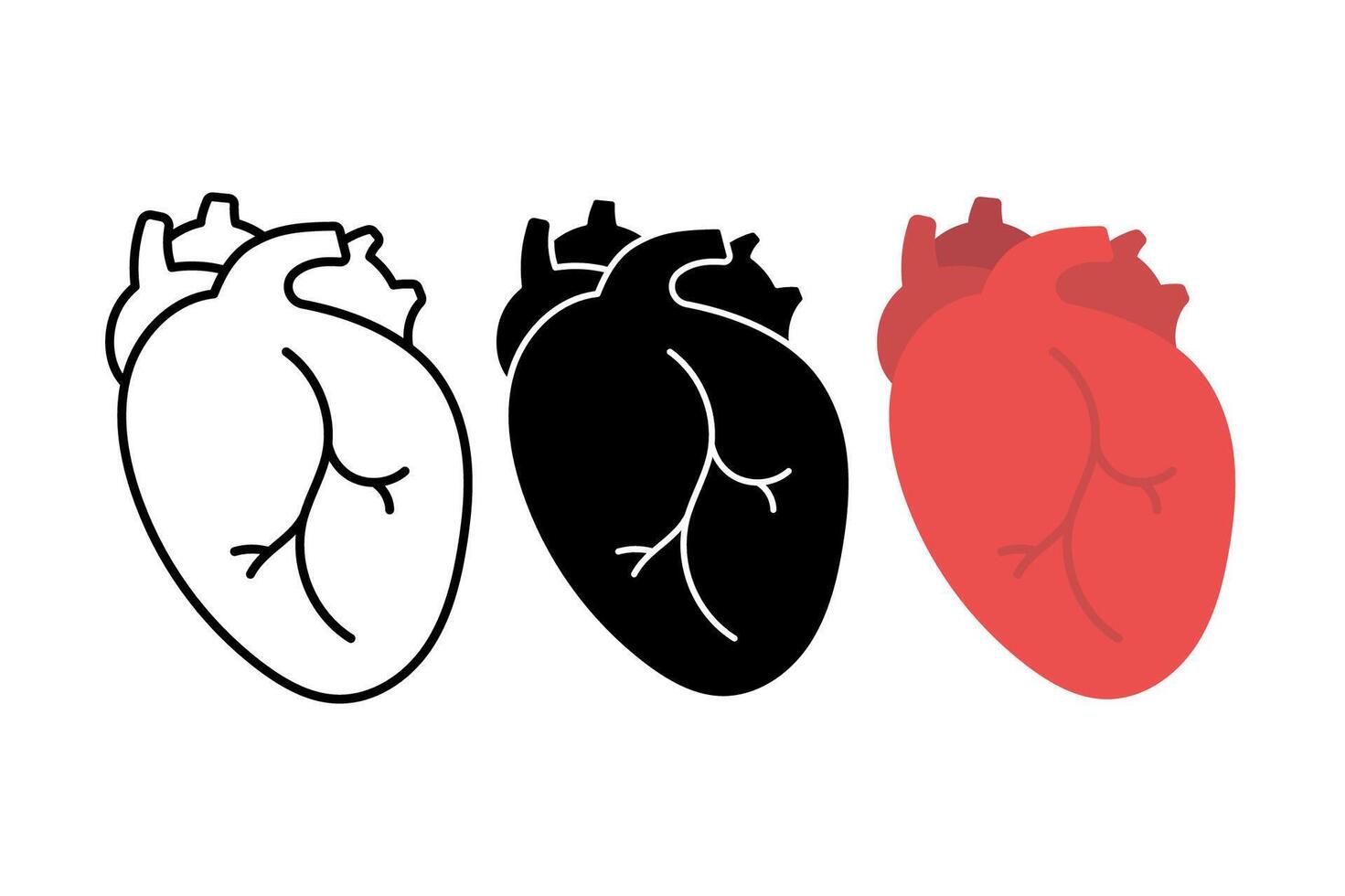 Realistic Heart Outline Flat Glyph vector