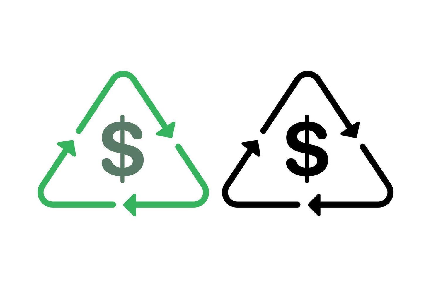Recycle Sign With Dollar Sign Green And Black vector