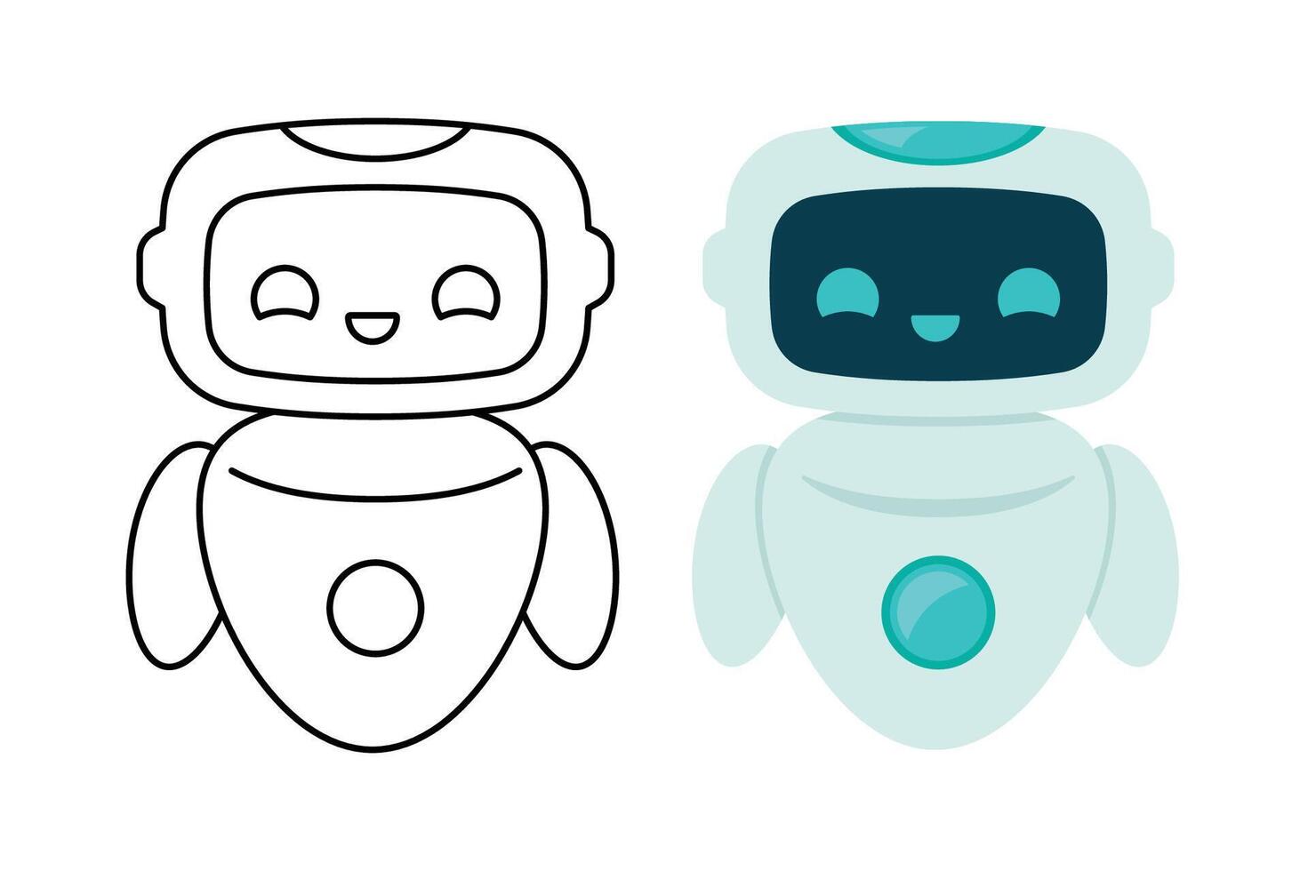 Ai Robot Flat And Outline vector